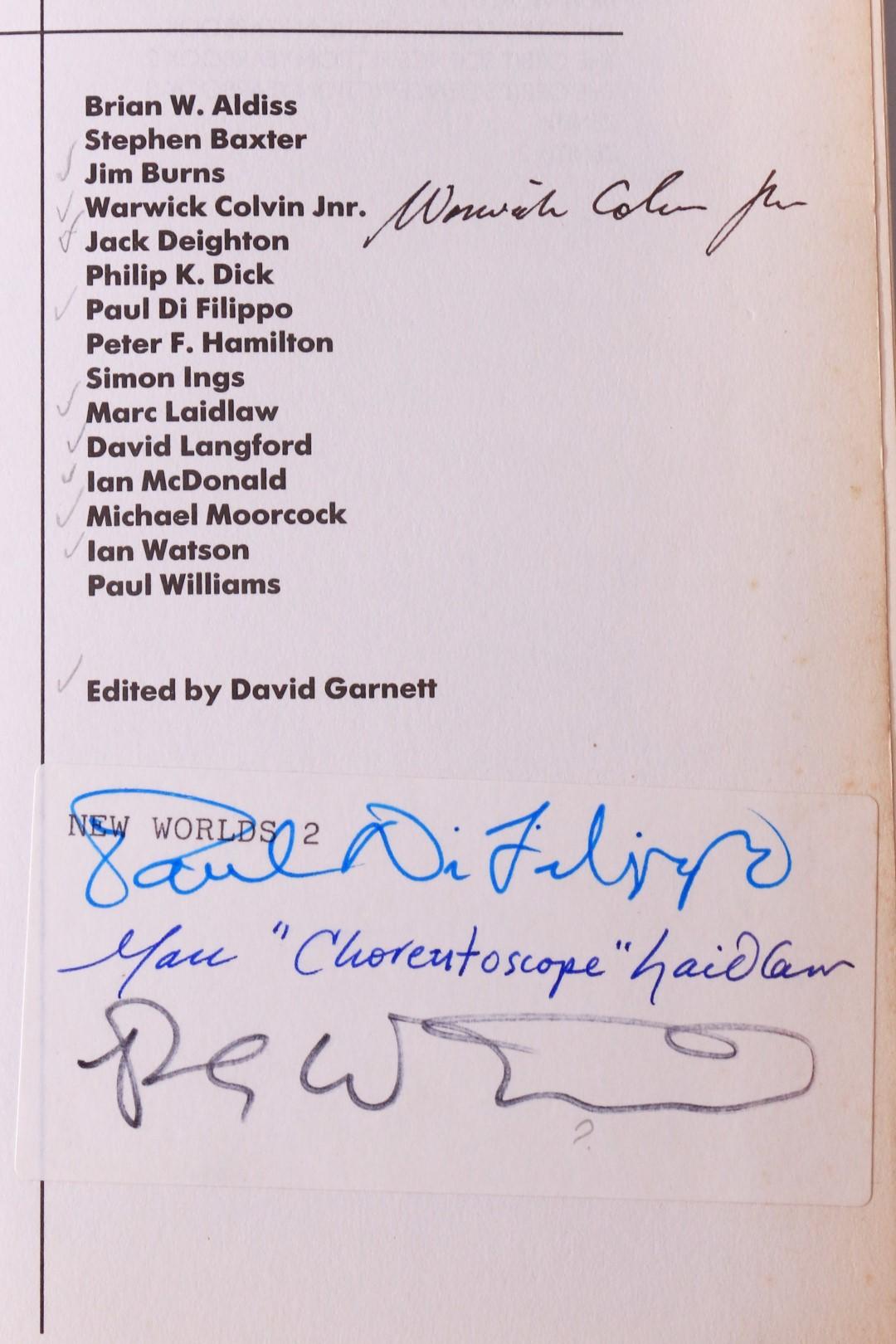 David Garnett [ed.] - New Worlds 2 - Gollancz, 1992, Signed First Edition.