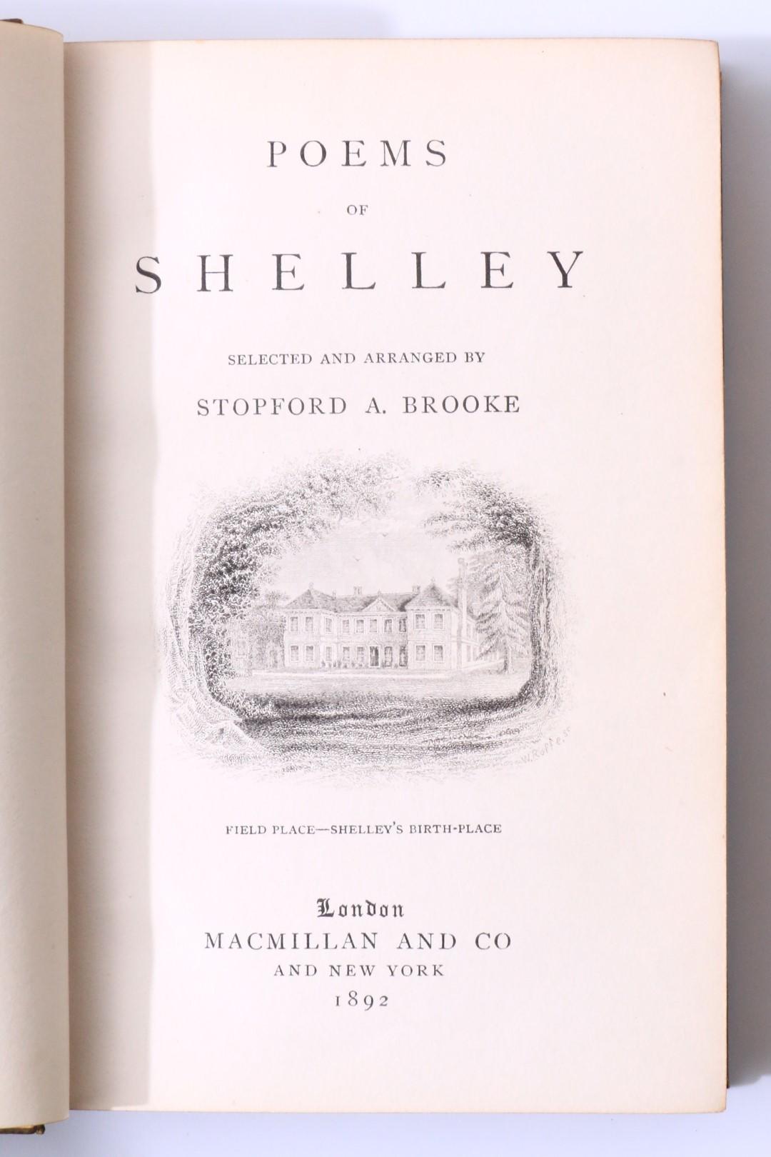 Percy Bysshe Shelley - Poems of Shelley - Macmillan, 1892, First Edition.