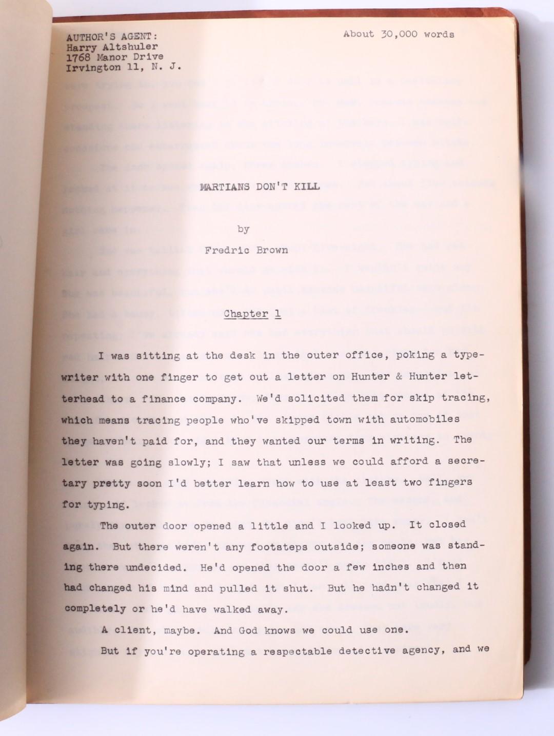Fredric Brown - Martians Don't Kill (Death Has Many Doors) Typescript - E.P. Dutton, 1951, Manuscript.
