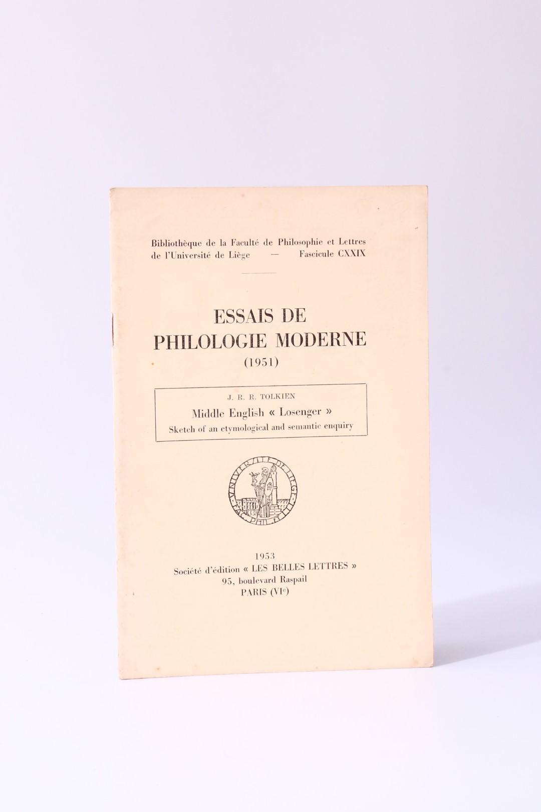 J.R.R. Tolkien - Middle English - Losenger in Essais De Philologie Moderne - Les Belles Lettres, University of Liege, 1953, First Edition.