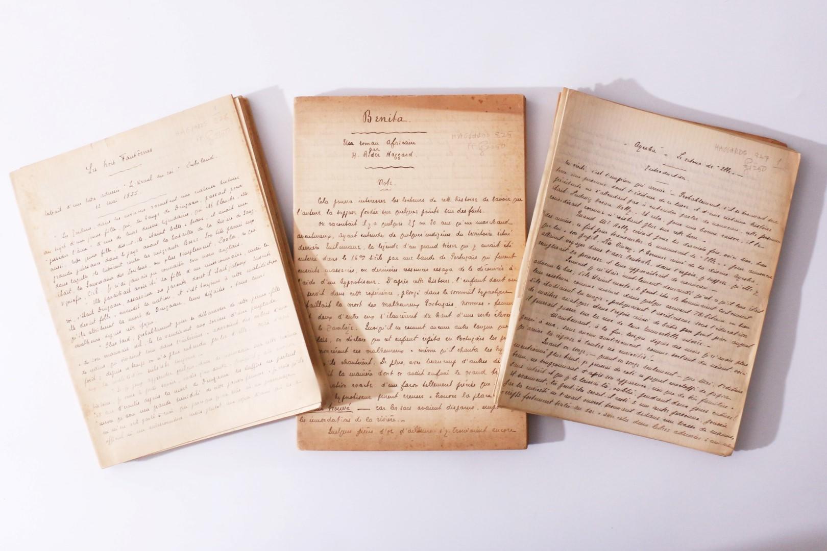 H. Rider Haggard - Three Autograph Manuscripts in Translation of Ayesha, Benita and The Ghost Kings - None, 1906-1909, Manuscript.