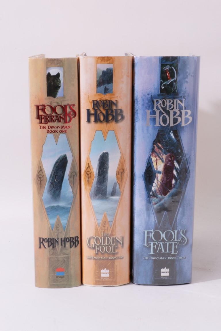 Robin Hobb - The Tawny Man [comprising] Fool's Errand, The Golden Fool and Fool's Fate - Voyager, 2001-2003, First Edition.  Signed