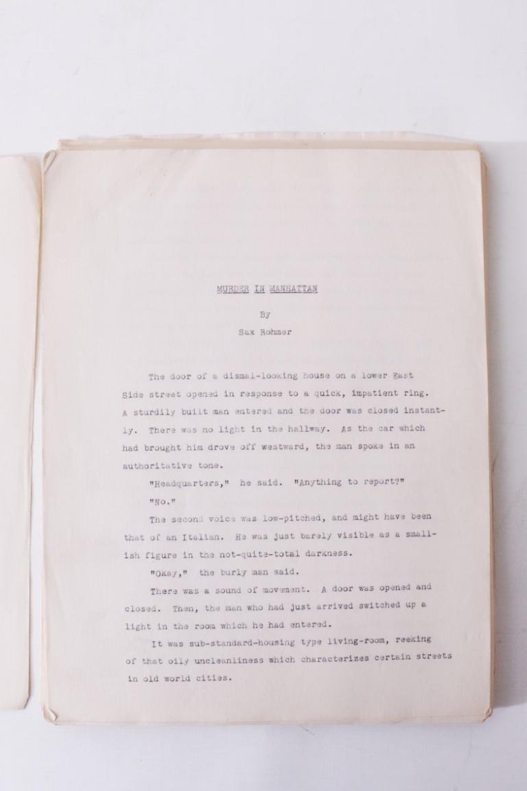 Sax Rohmer - Murder in Manhattan Typescript - None, n.d., Manuscript.