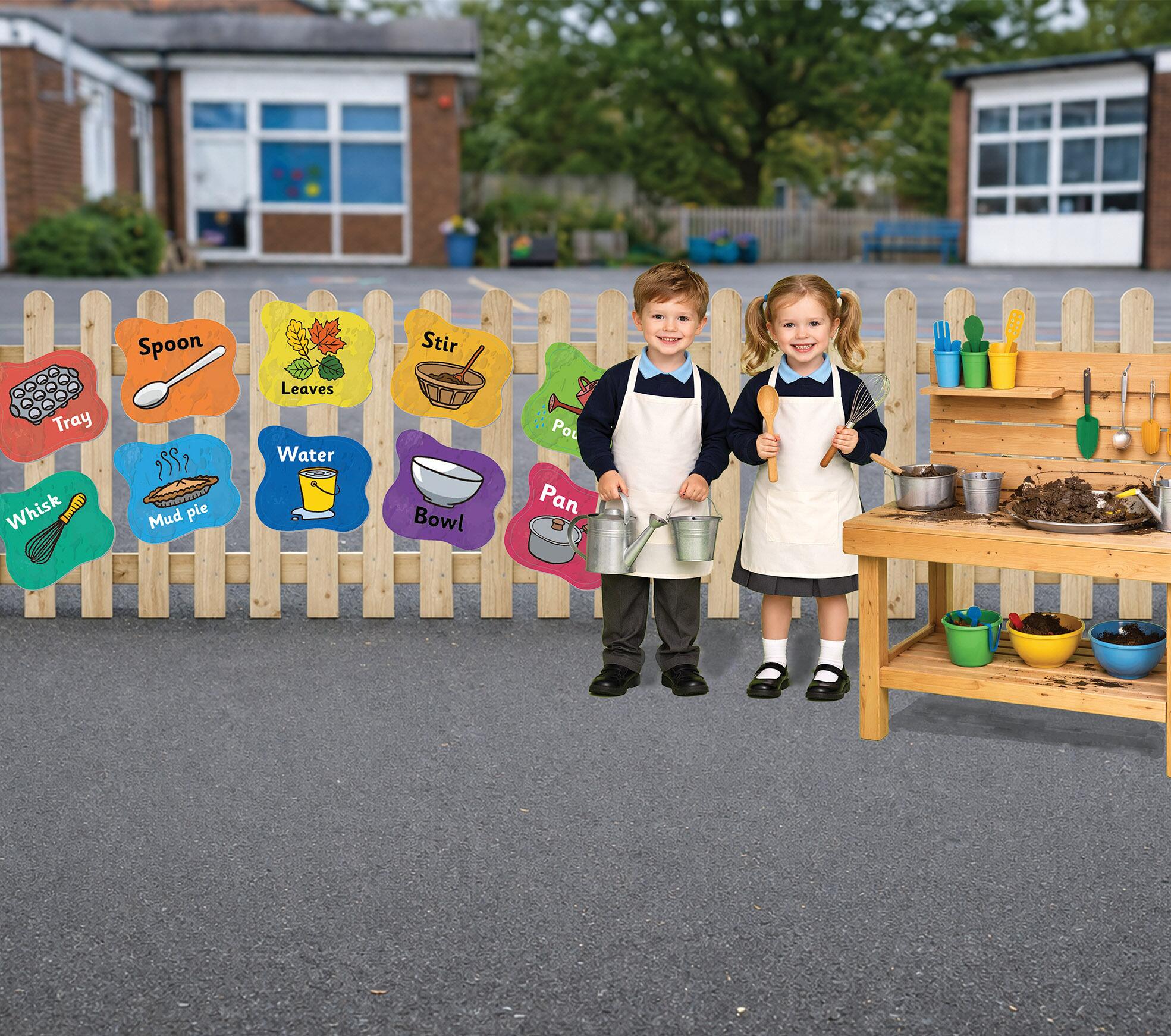 'Mud Kitchen' Rainbow Activity Signs - Set of 10