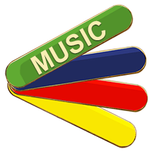 Music Badge (Bar Shape)- Various Colours- Black Rooster School Badges