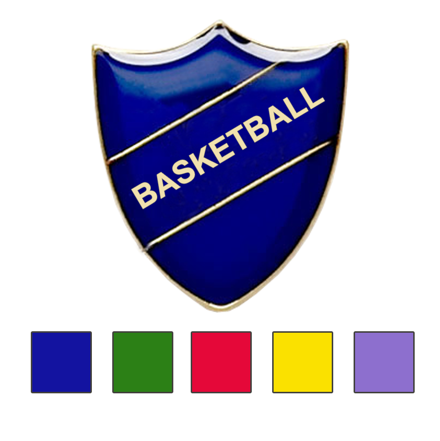 Basketball shield school badges