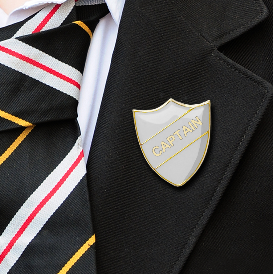 captain shield school badges white