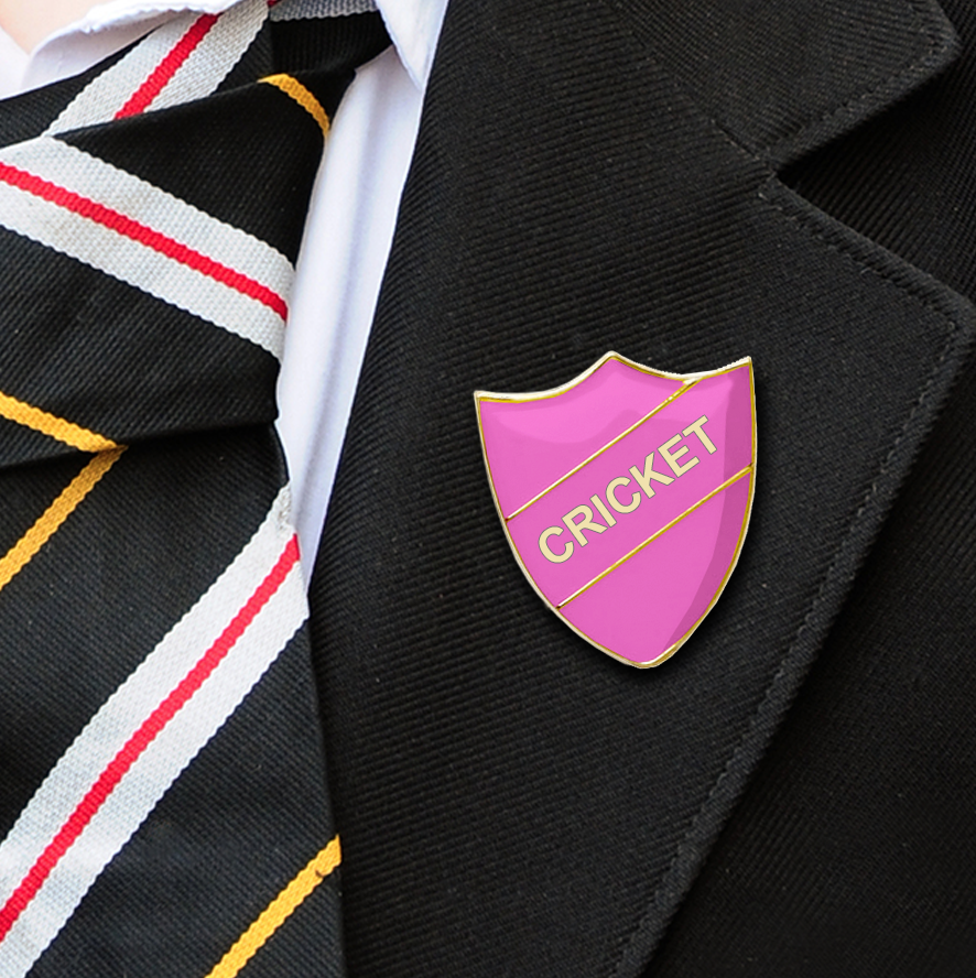 Cricket School Badges shield pink