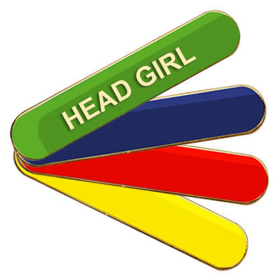 Head Girl Badge (bar shape)- Various Colours- Black Rooster School Badges