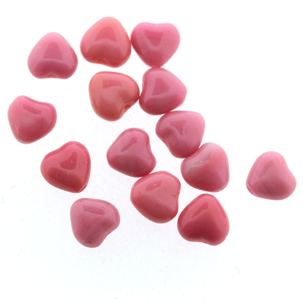Salmon Pink Glass Heart Bead