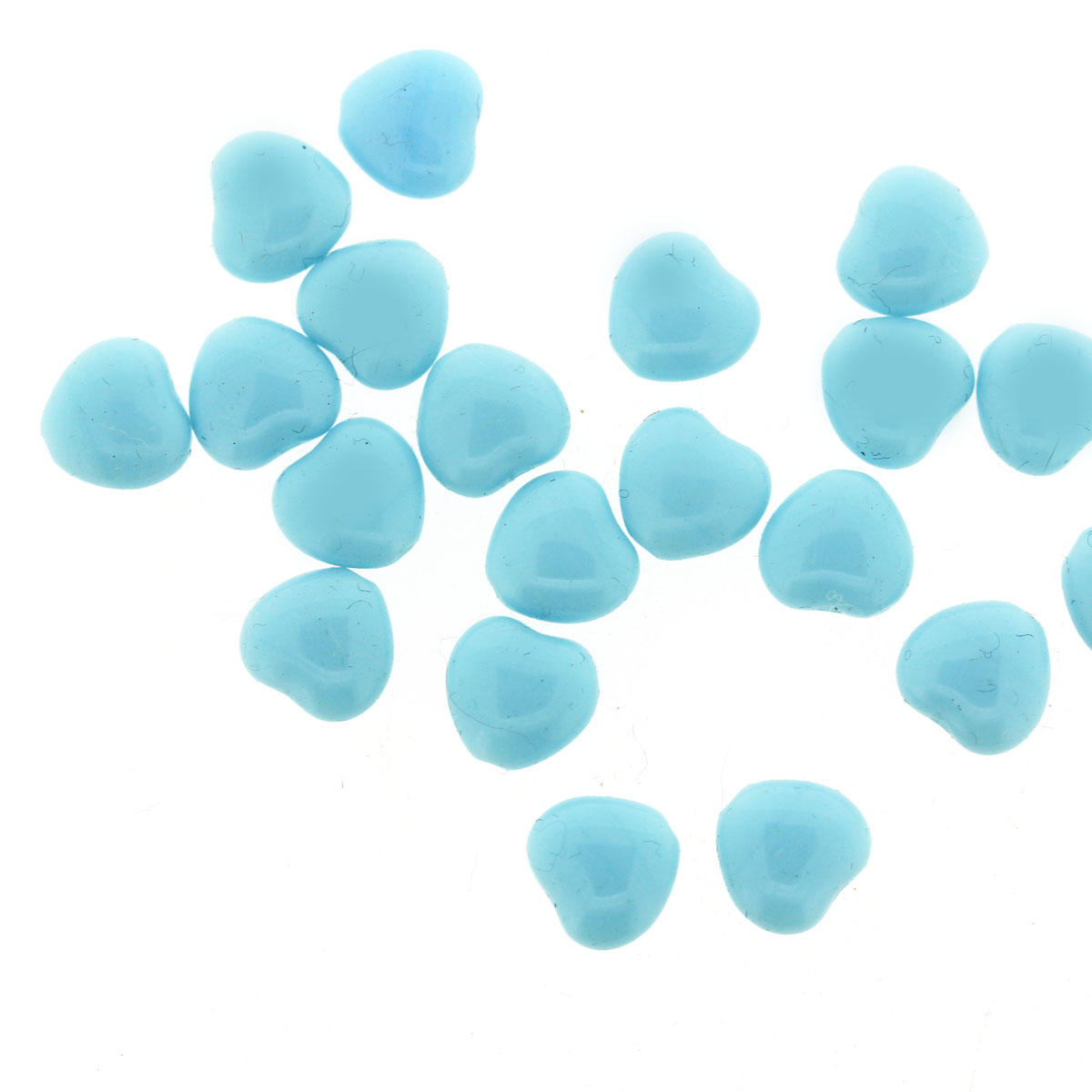 Powder Blue Glass Heart Beads