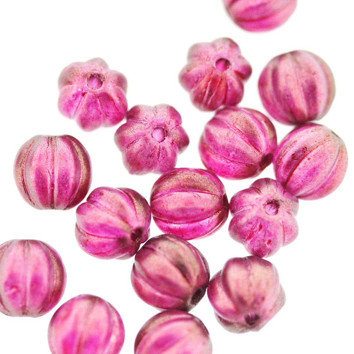 Madder Rose Melon Czech Glass Bead