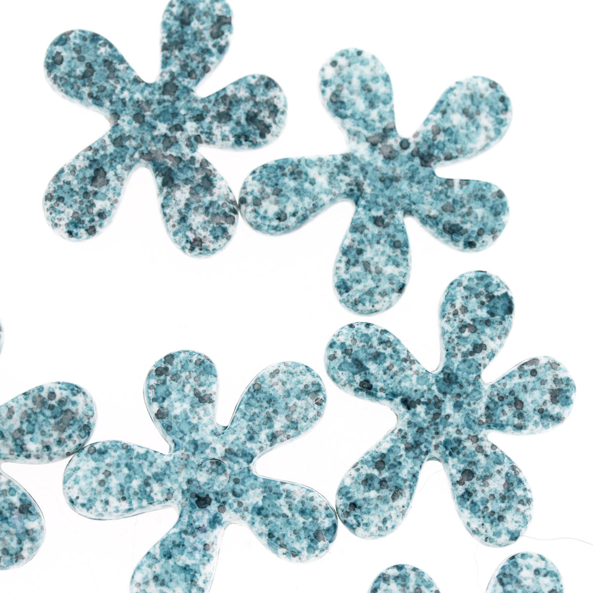 Aqua Granite Acrylic Flower Beads