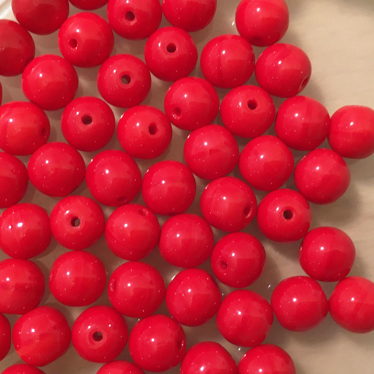 Size 6mm  Czech Glass Opaque Red Beads