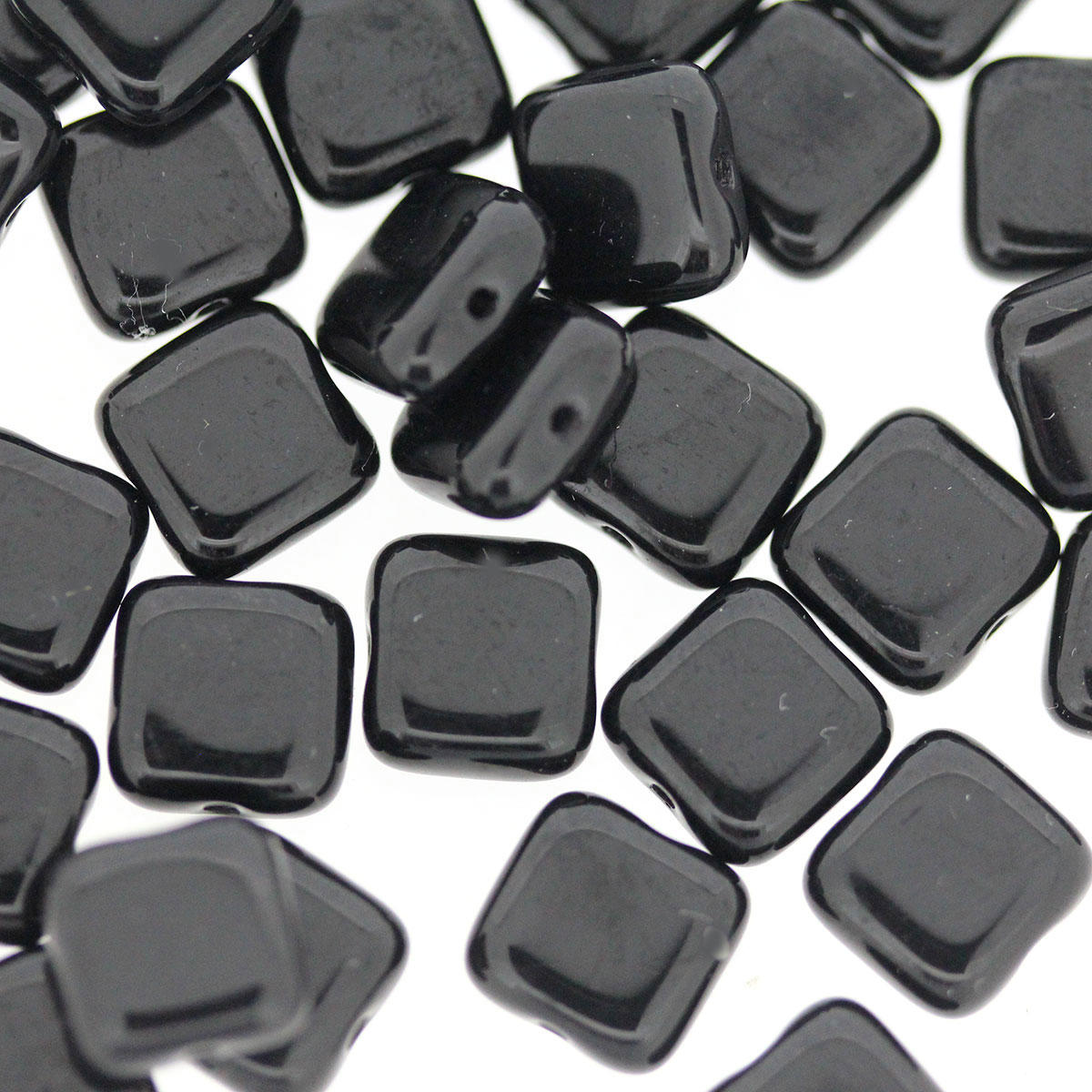 Black 9mm Flat Glass Square Beads