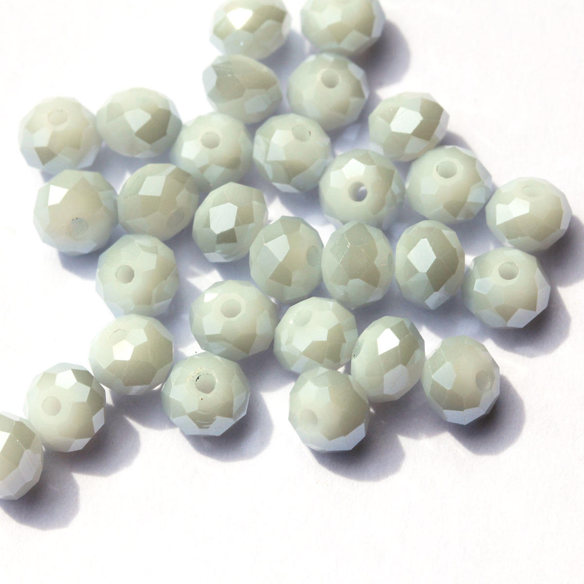 Grey Lustre 6/4mm Electroplated Glass Cushion Beads