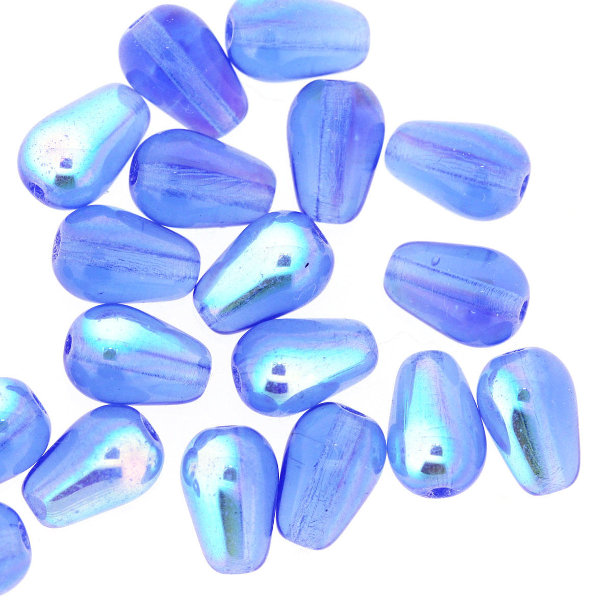 Sapphire Blue AB Czech Glass Drop Bead