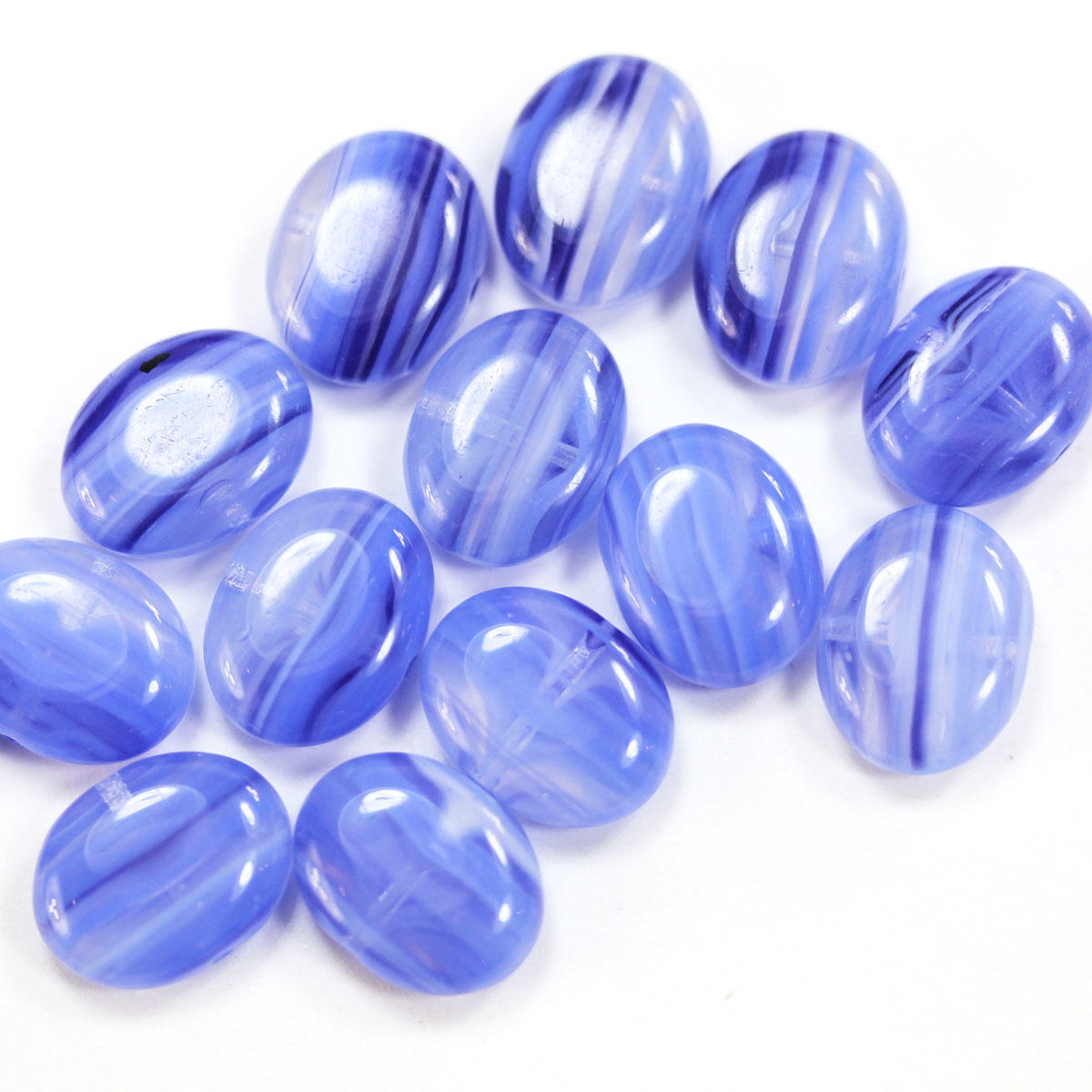 Delphinium Blue Glass Oval Bead