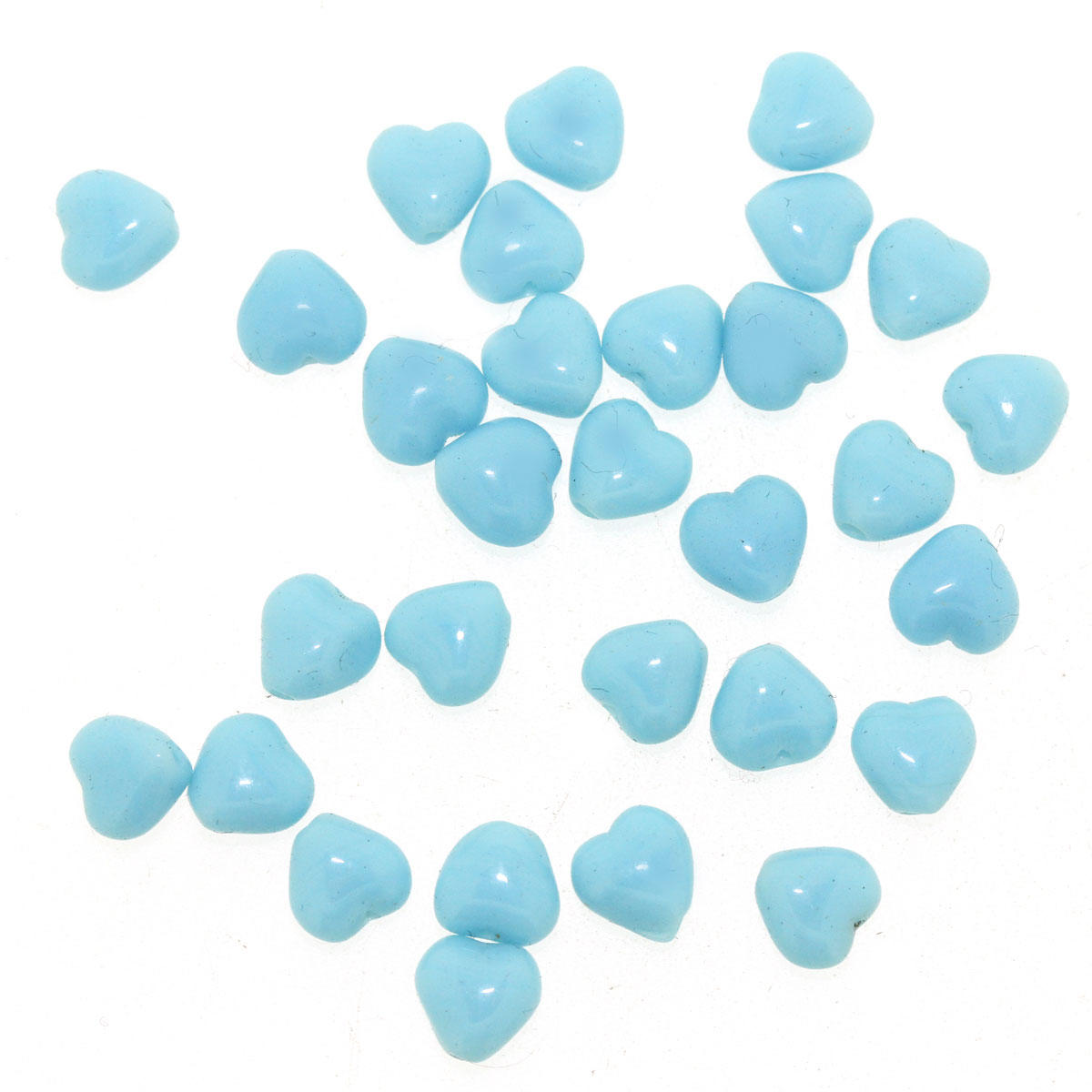 Baby Blue Glass Heart Beads