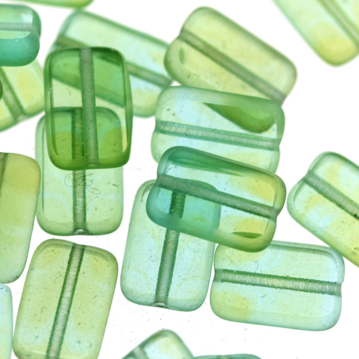 Green and Lime Graduted Tile Glass Bead - Code 245/05