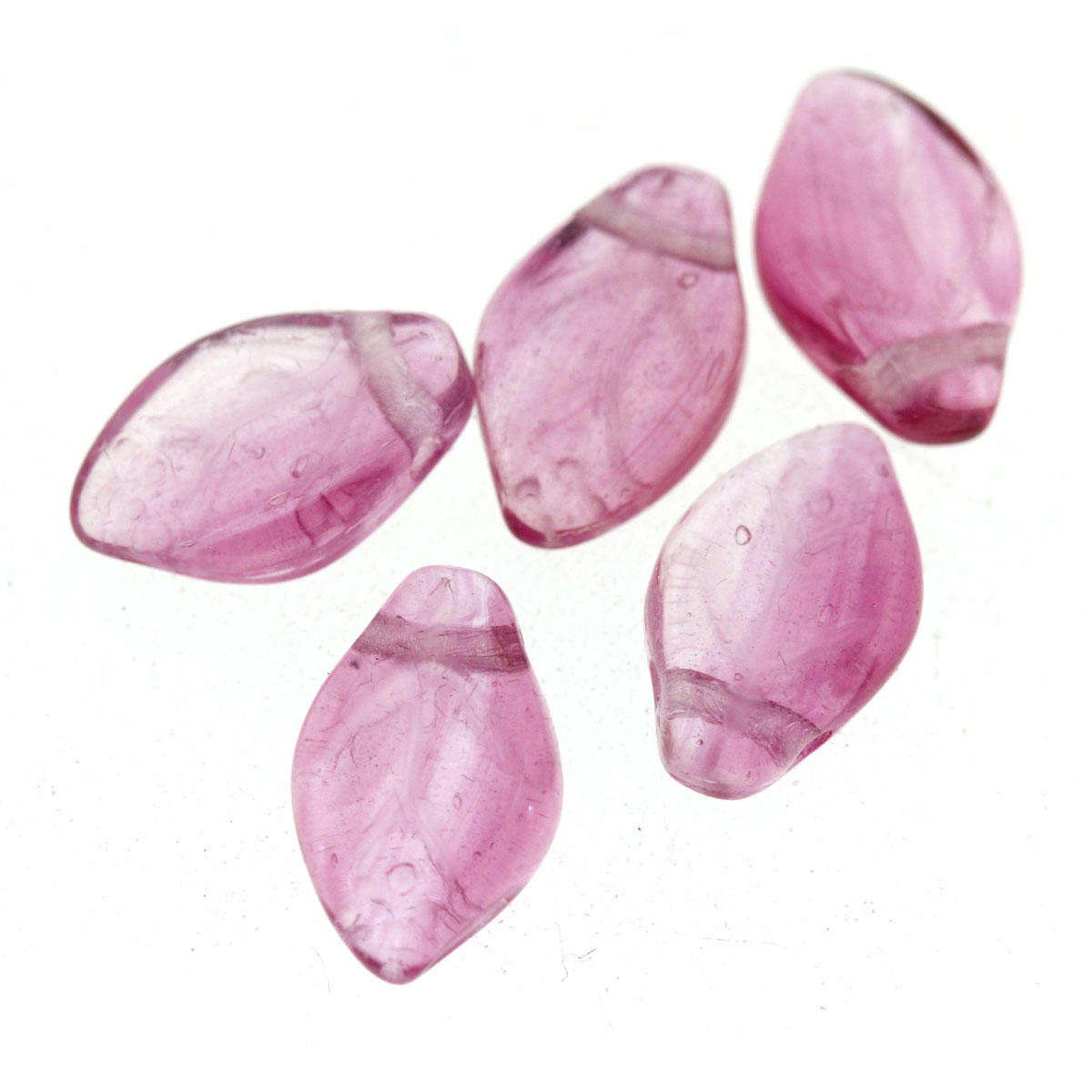 Fuchsia Glass Leaf Beads