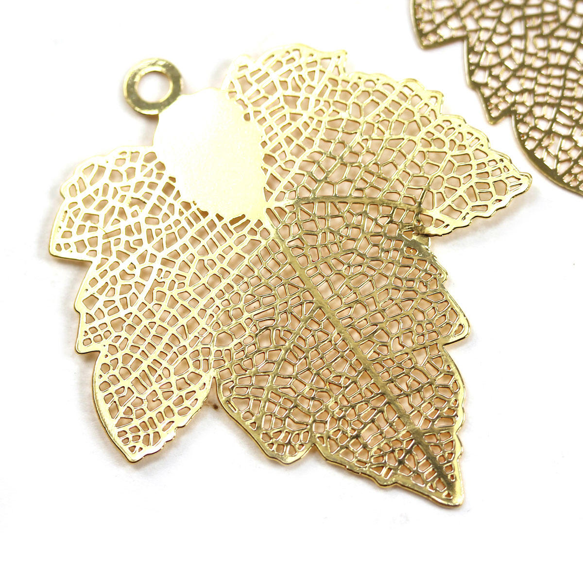 Gold Maple Filigree Leaf Charm