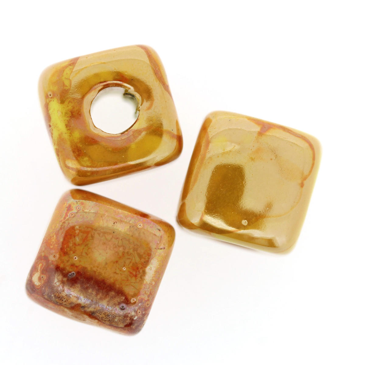 Yellow Ceramic Cube Beads