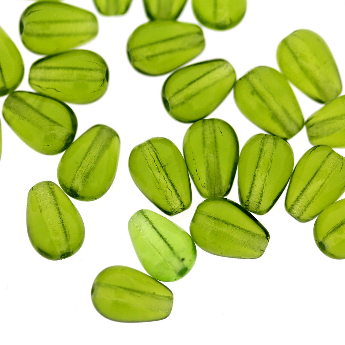 Olive Glass Teardrop Bead
