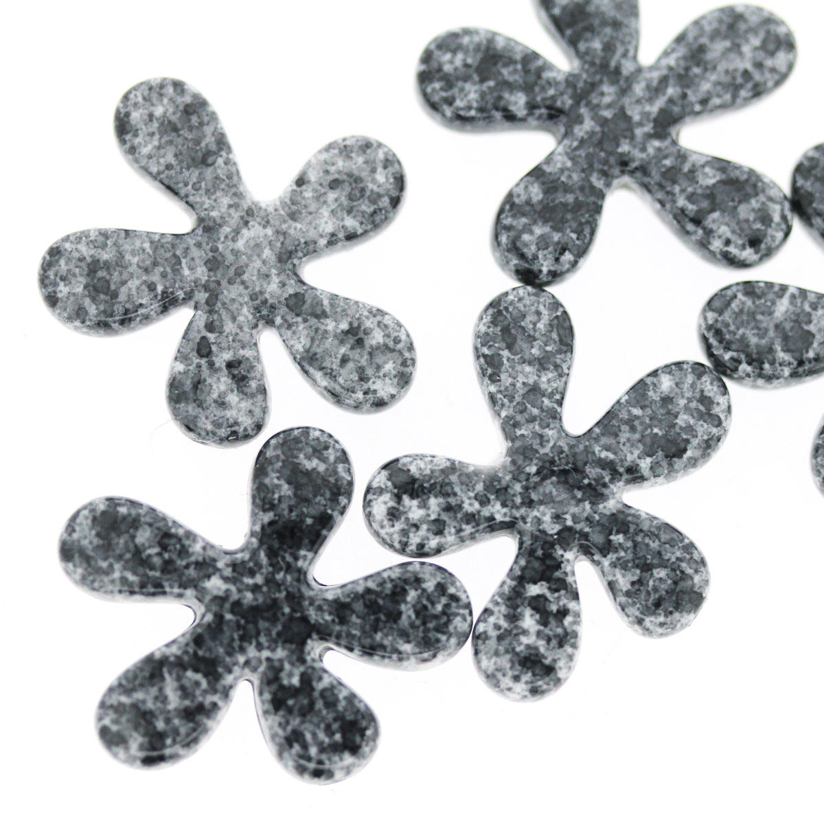 Black Granite Acrylic Flower Beads