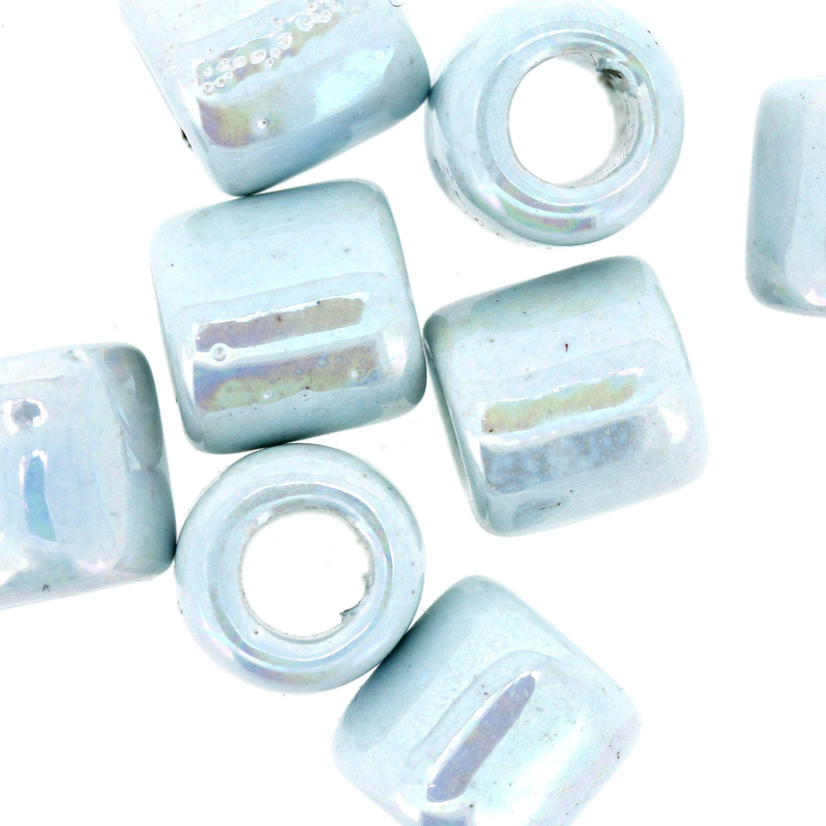 Light Blue Ceramic Tube Beads
