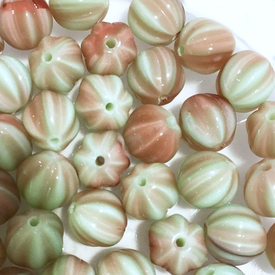 Pistachio & Raspberry Melon Beads
