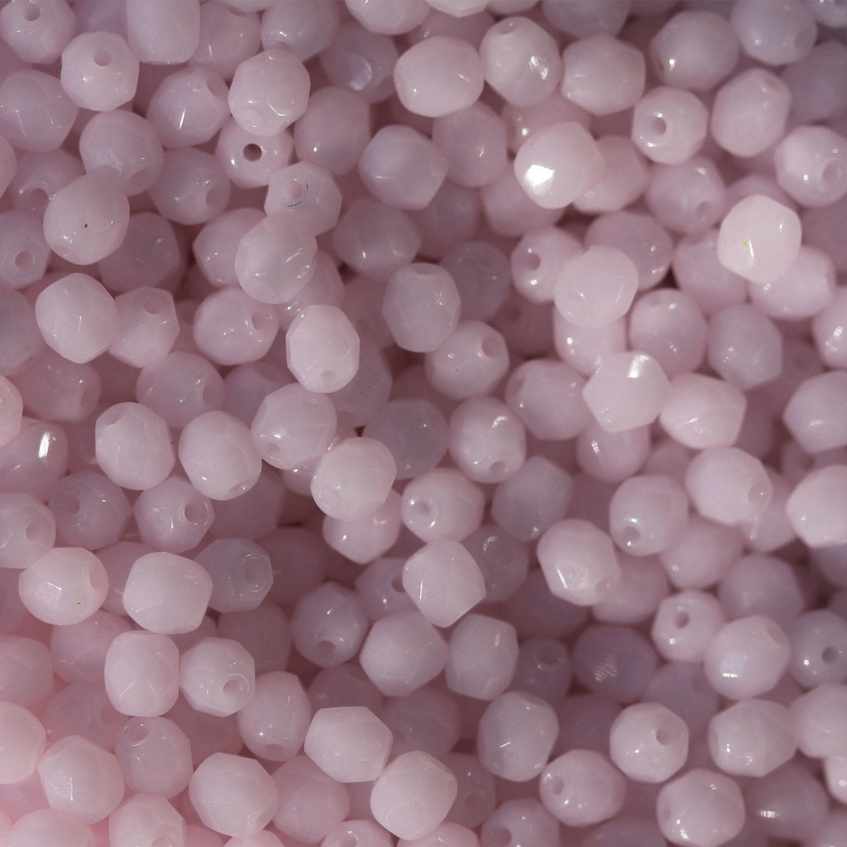 Soft Pink Opal Fire Polished Glass 4mm Faceted Beads