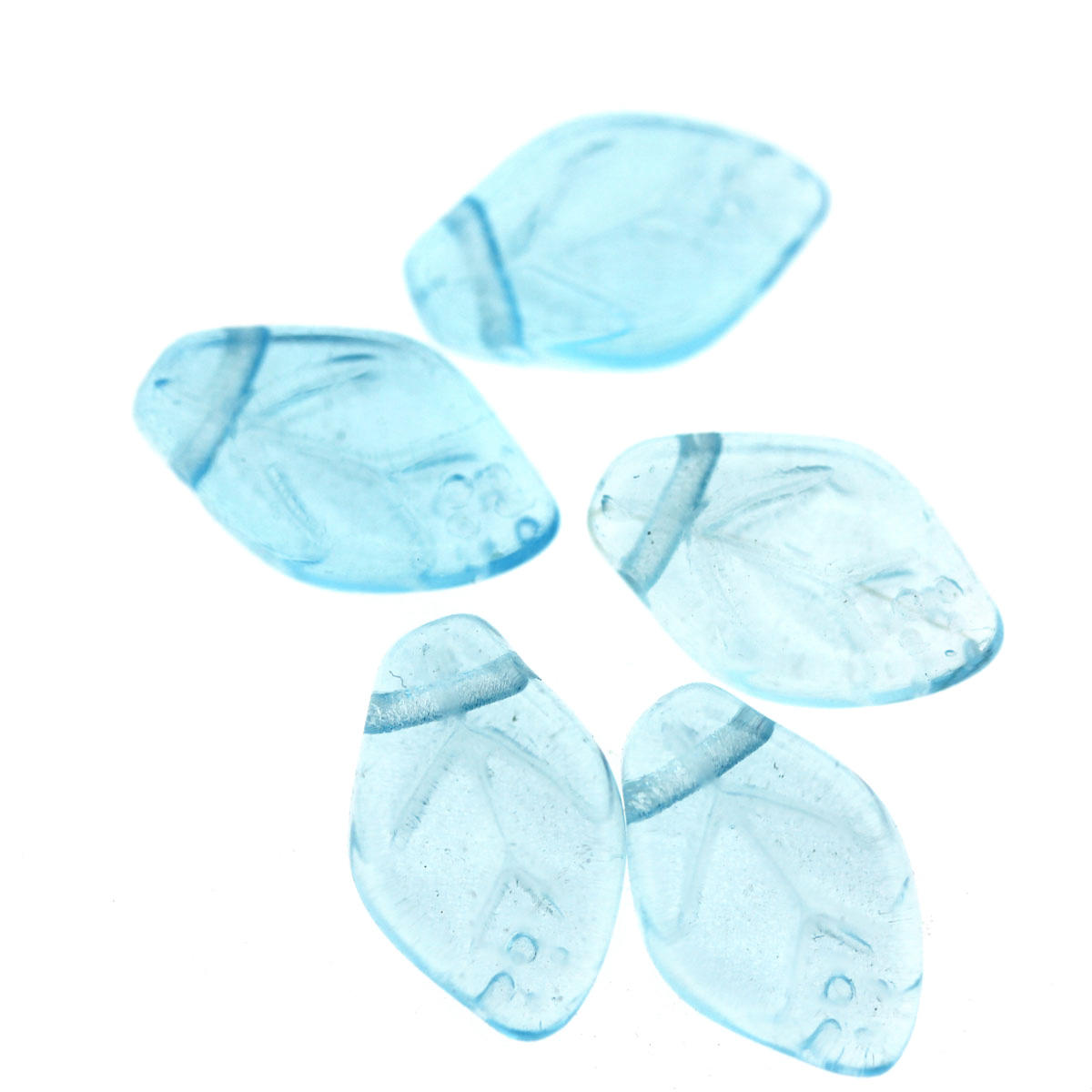Aqua Czech Glass Leaf bead