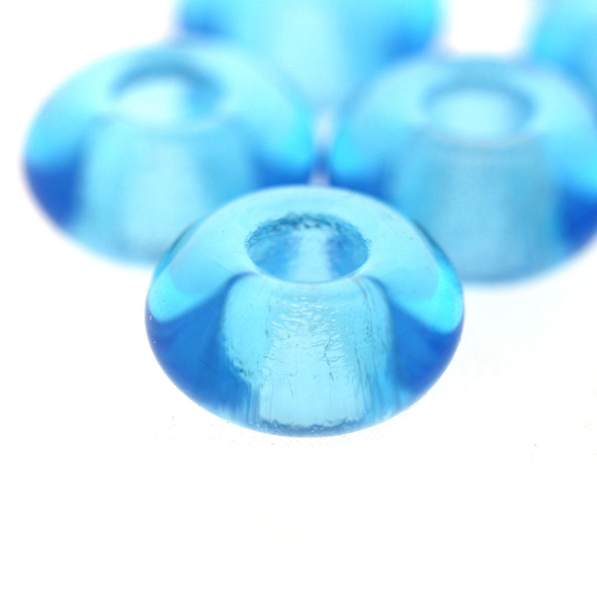 Aqua Glass Large Holed Beads