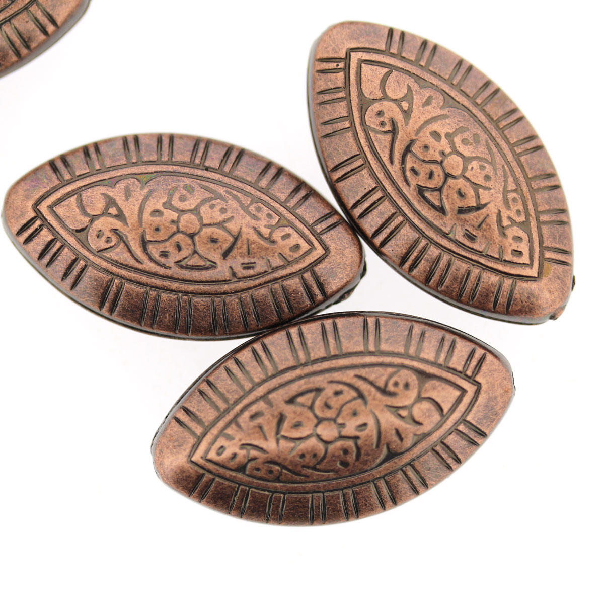 Copper Patterned Oval Bead