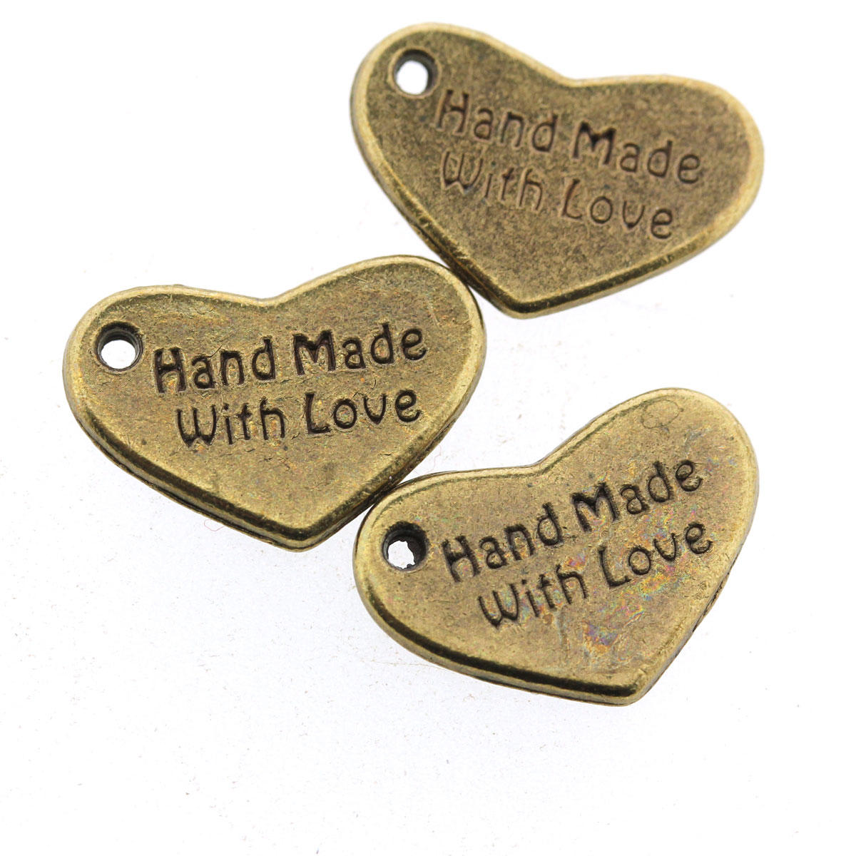 Antique Gold Handmade With Love Charm