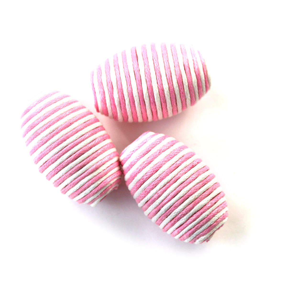 Pink Woven Wooden Bead