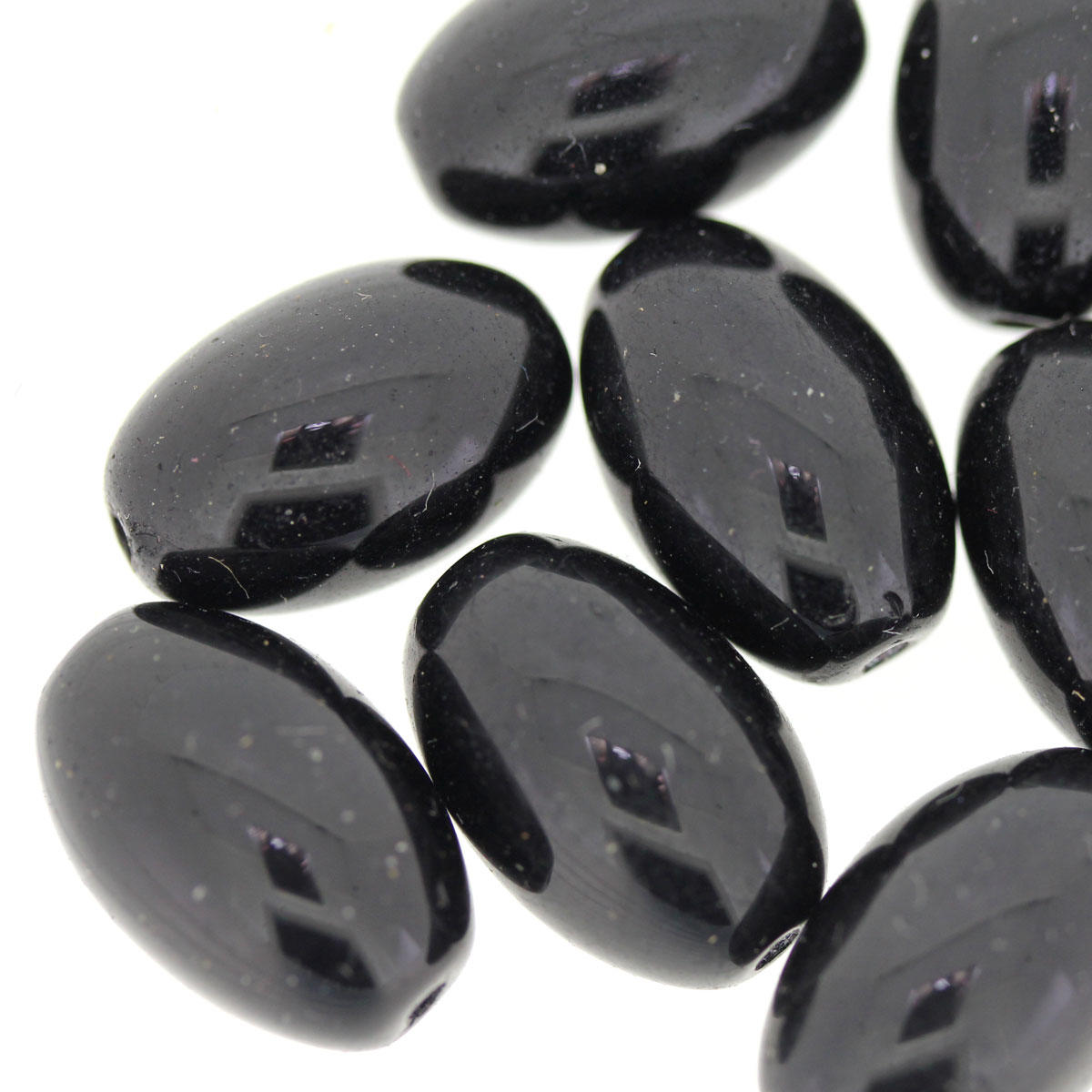 Black Olive Shaped Glass Beads
