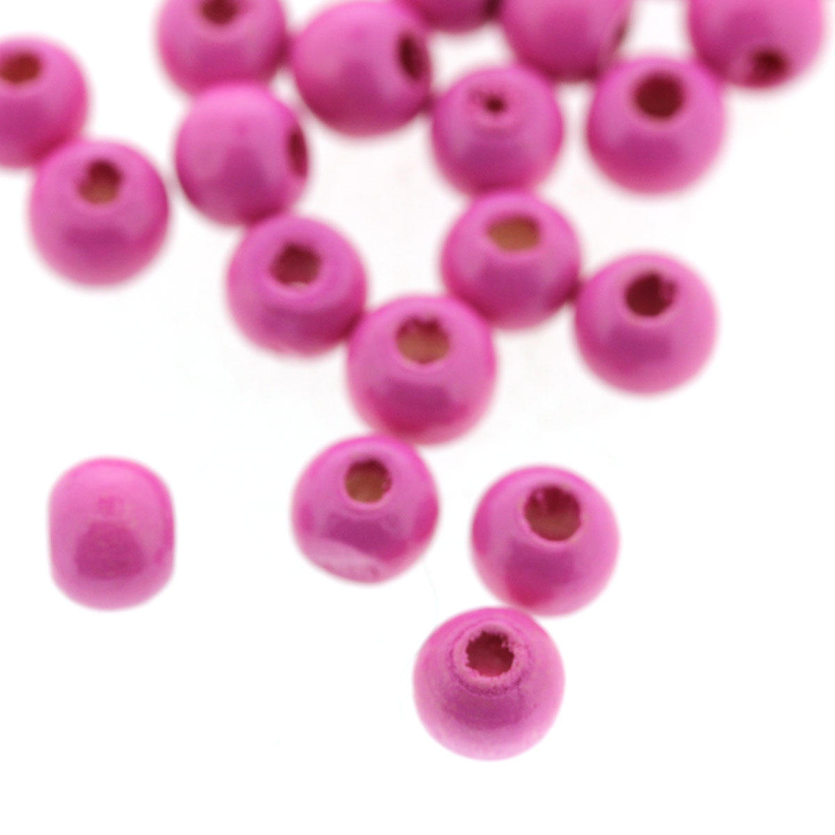 Pink Wood Round 6mm Bead