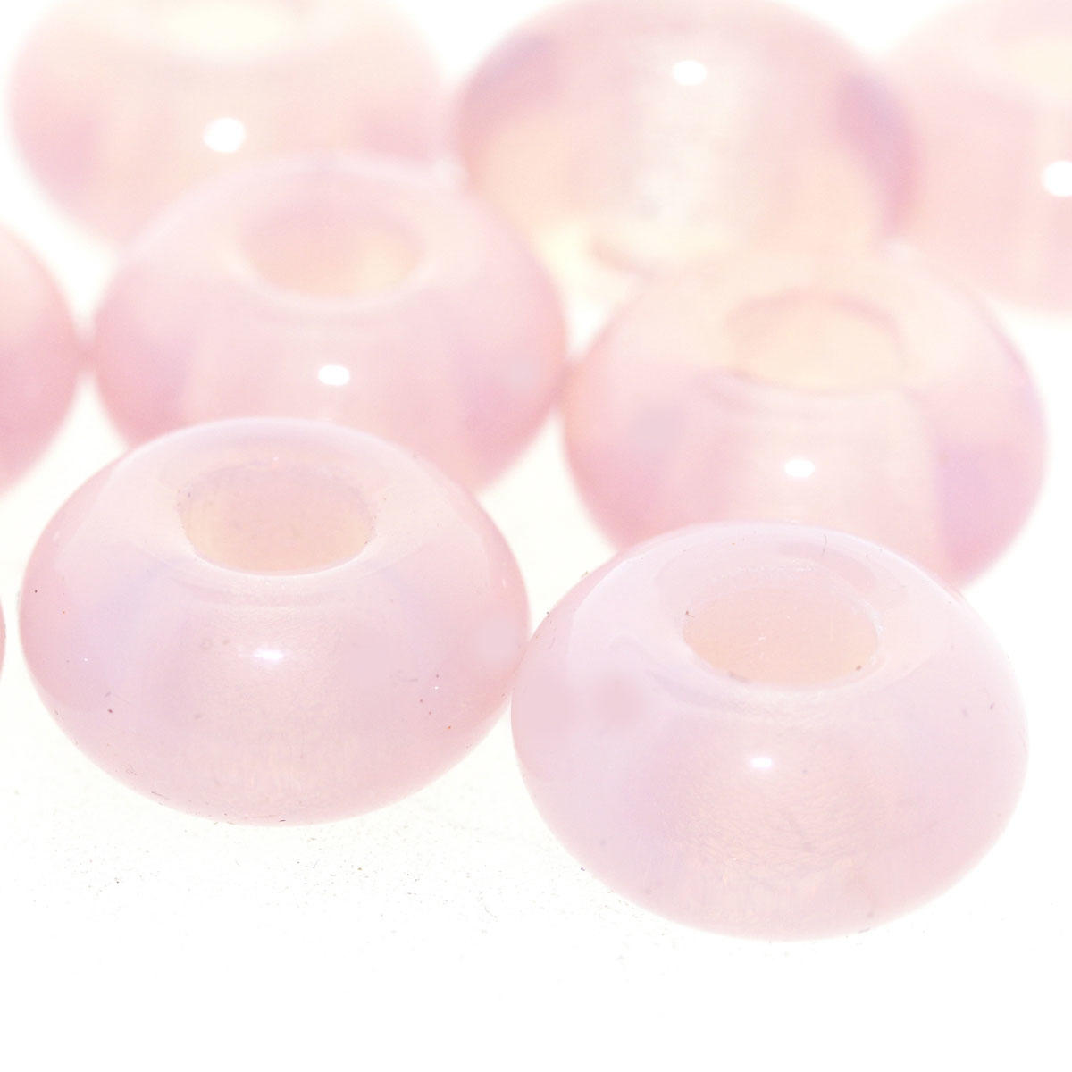 Pink Large Holed Ring Glass Bead