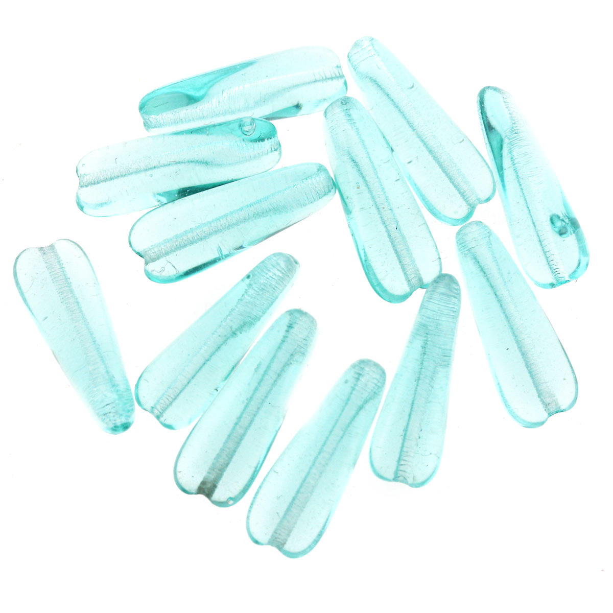 Aqua Thin Glass Drop Bead