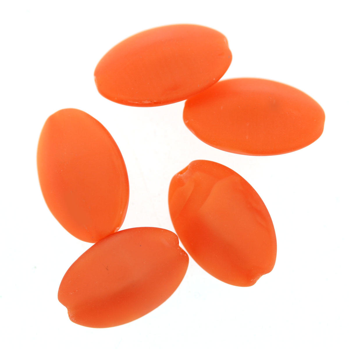Orange Opaque Oval Glass Beads