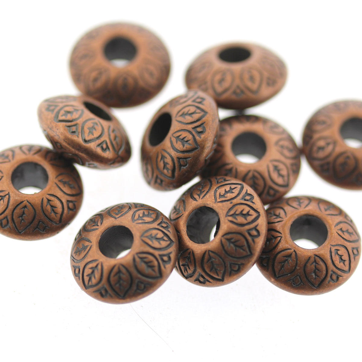 Copper Patterned Cushion Bead