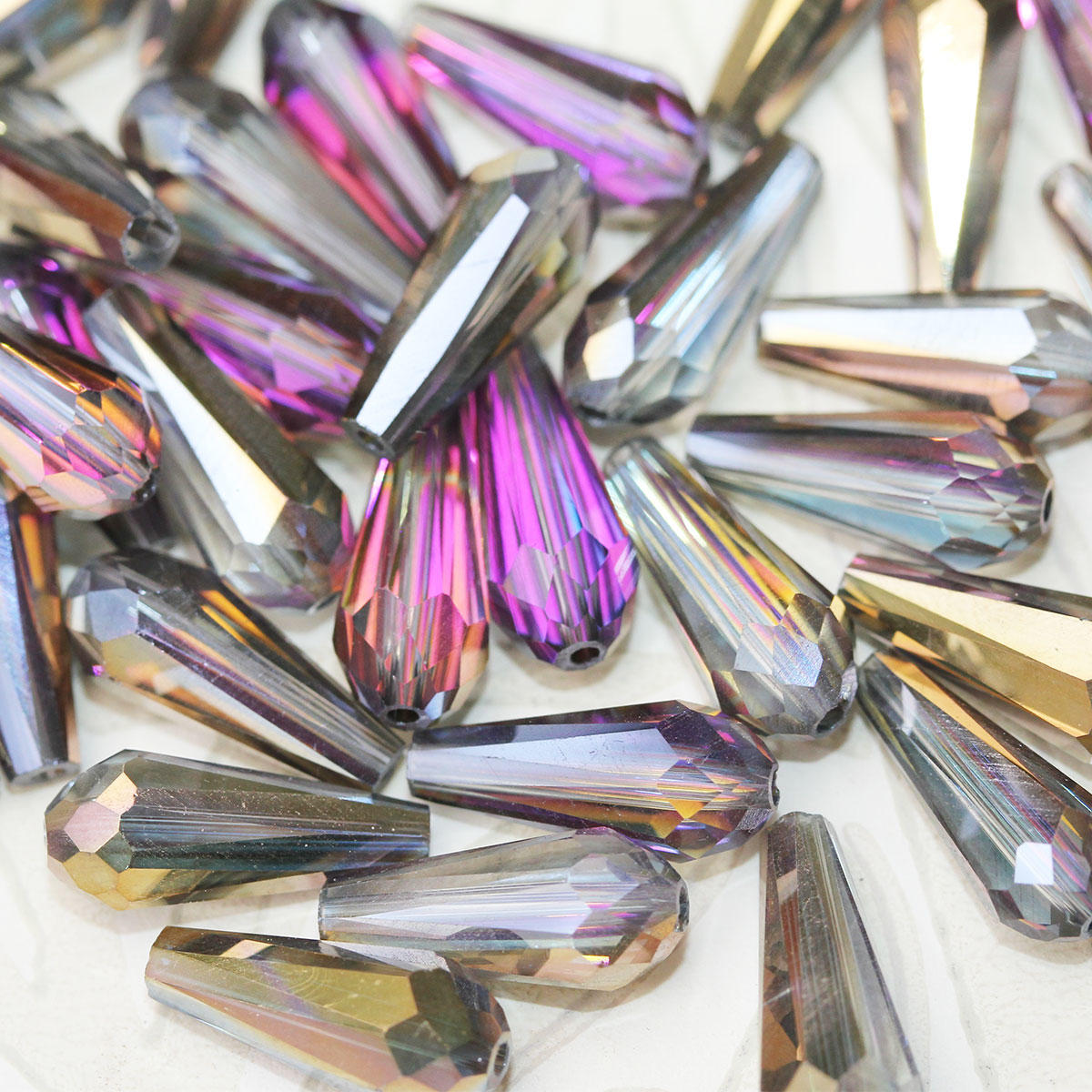 Rainbow Slender Electroplated Glass Drops