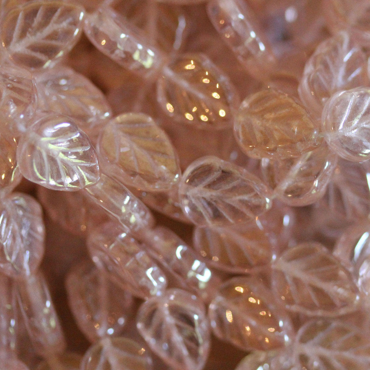 Rosaline Lustre Czech Glass Leaf Beads