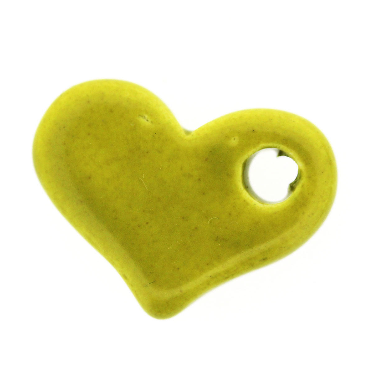 Yellow Ceramic Sideways Heart Bead
