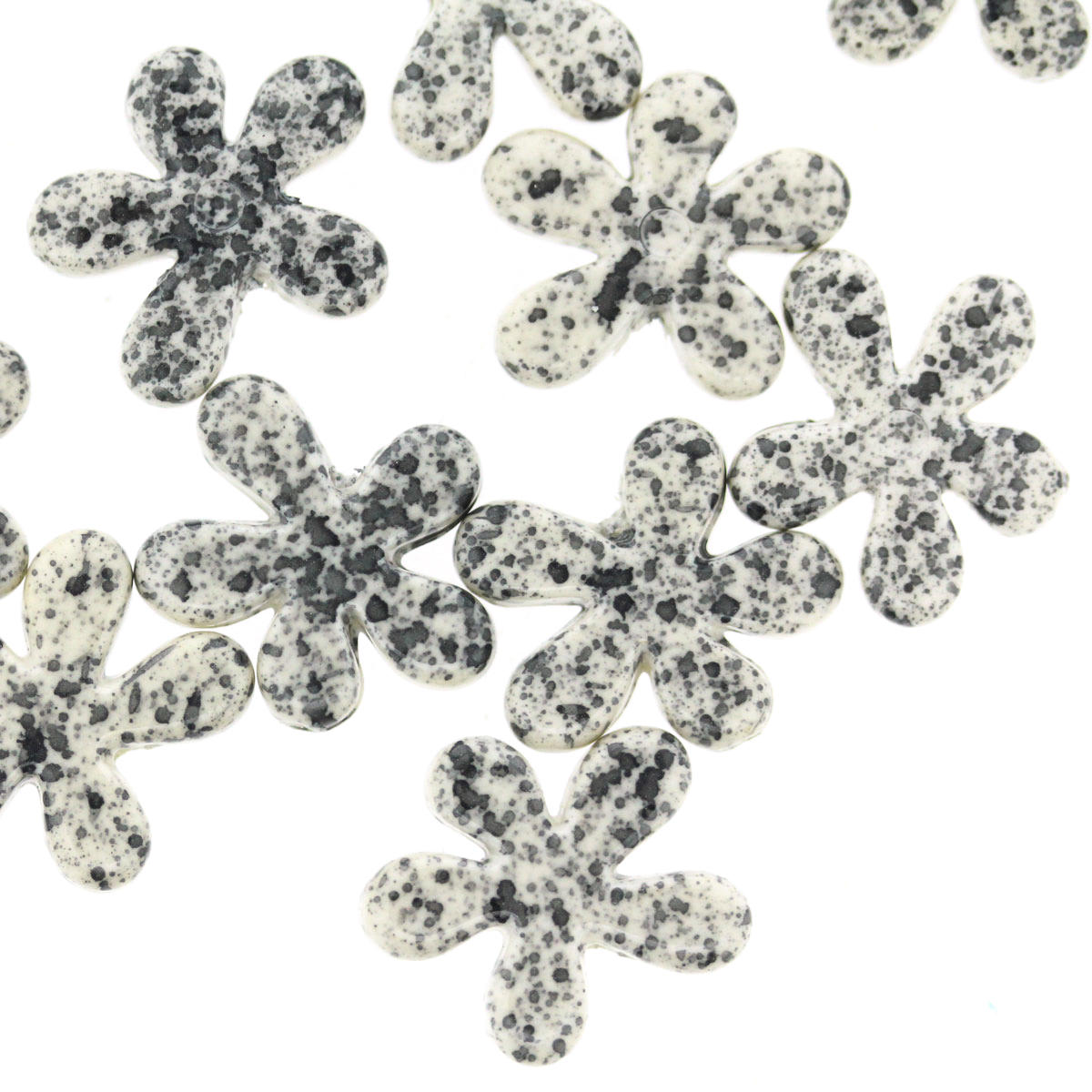 Cream Granite Small Flower Acrylic Beads