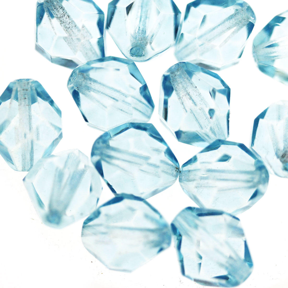 Ice Blue Faceted CZ Glass Bicone Beads
