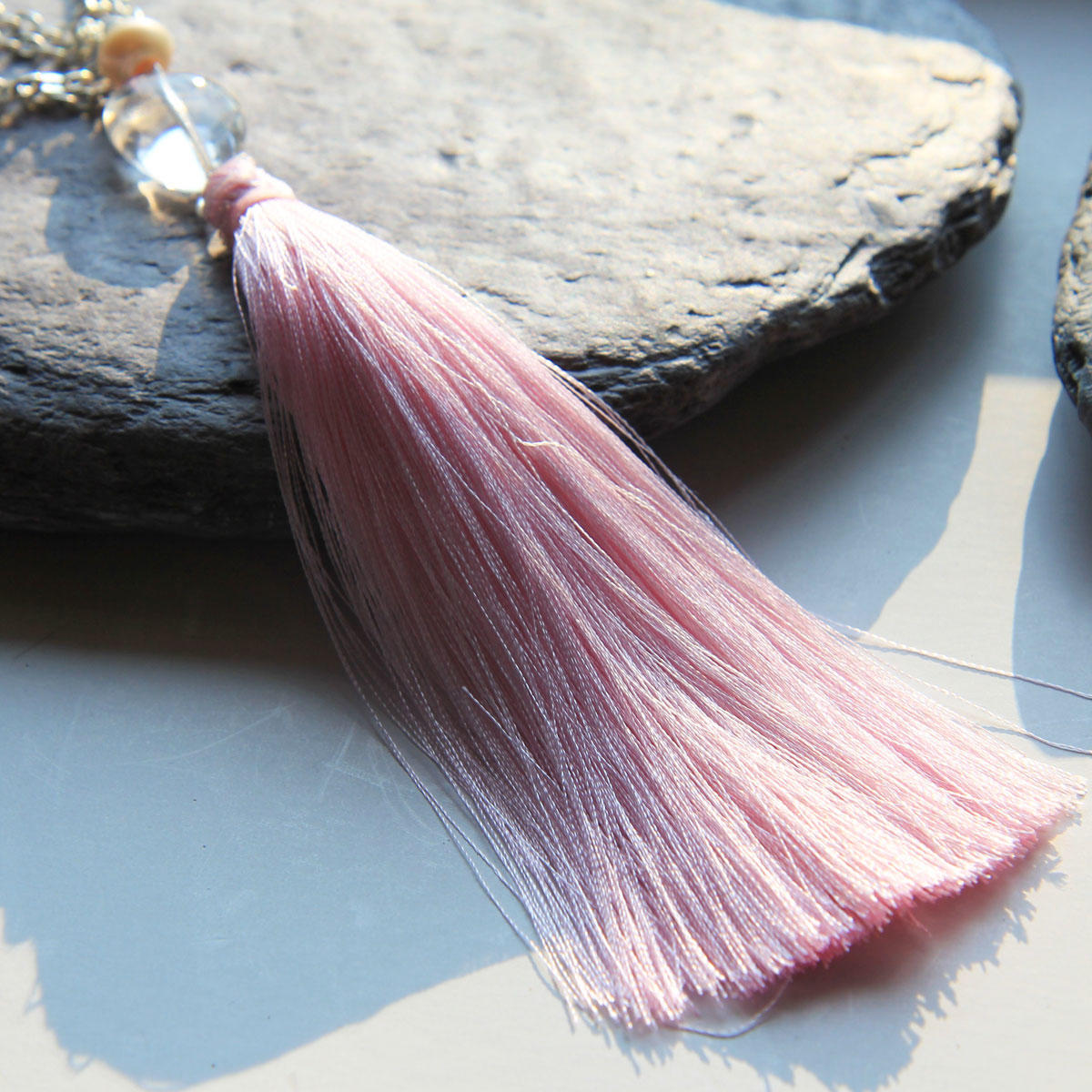 Pink Tassel for bead necklaces