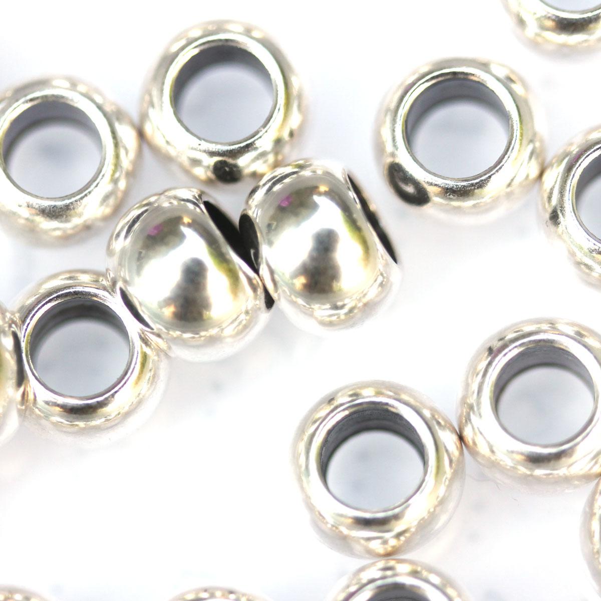 Silver Large Holed Ball Bead